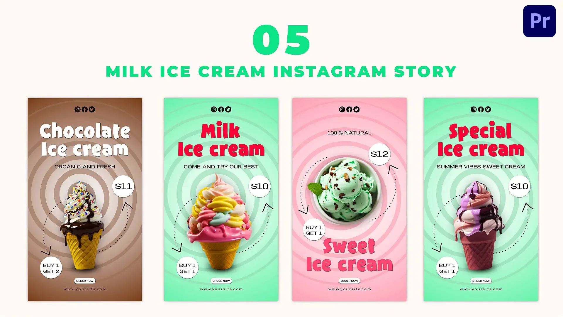 Stylish Ice Cream Menu Instagram Story